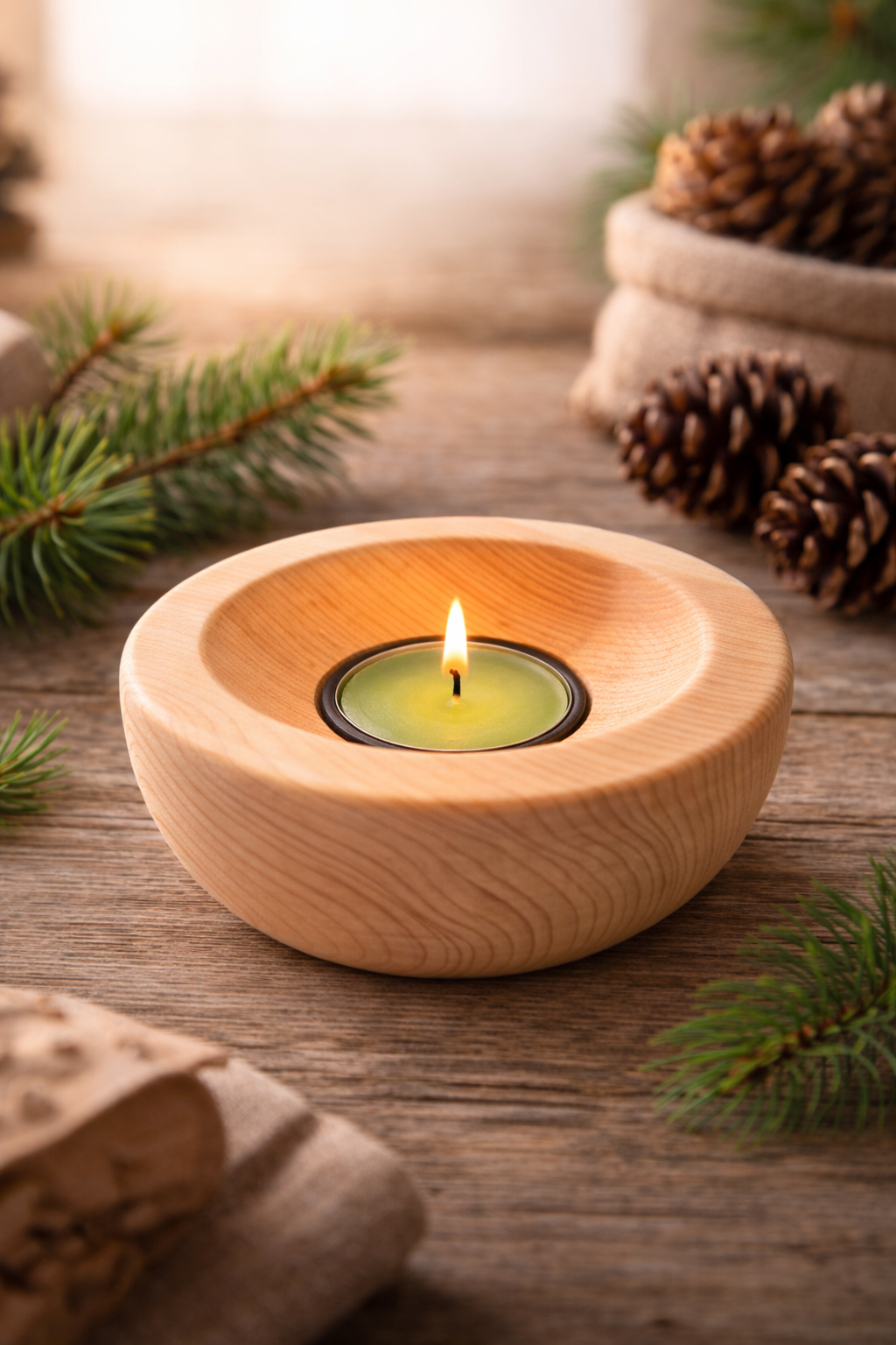 Zirbenholz Teelichthalter